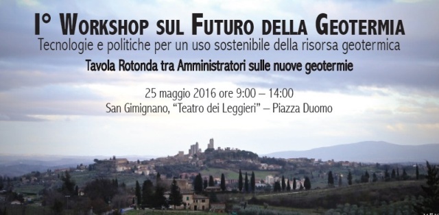  La “Carta di Abbadia” il 25 maggio a San Gimignano: I° Workshop sul futuro della geotermia
